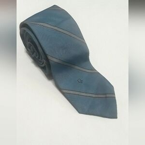 Vtg. Christian D'ior Luxury Designer Tie*Gray Stripes/Monogram*58.5"Lx3"W